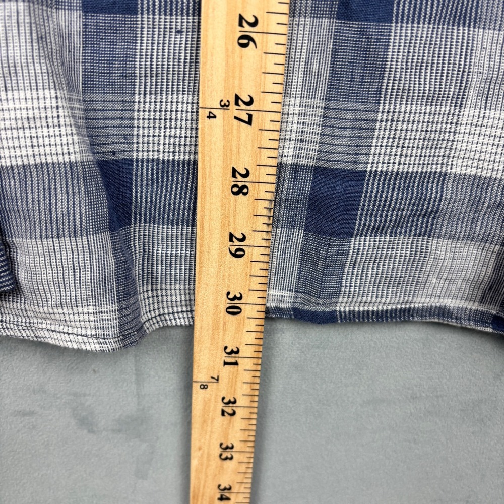Bonobos Mens XL Standard Fit Blue White Plaid Linen Cotton Button Down Shirt - Picture 7 of 9